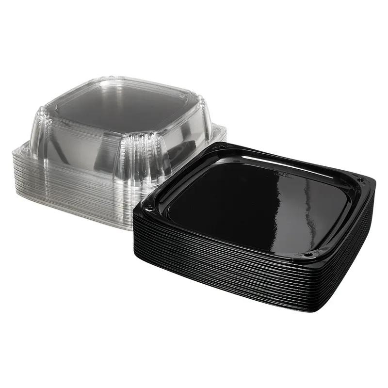 Victoria Bay Serving Tray Base & Lid Combo 14X14X4.54 IN PET Black Clear Square Freezer Safe 25/Case
