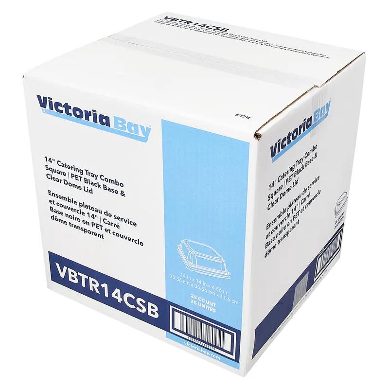 Victoria Bay Serving Tray Base & Lid Combo 14X14X4.54 IN PET Black Clear Square Freezer Safe 25/Case