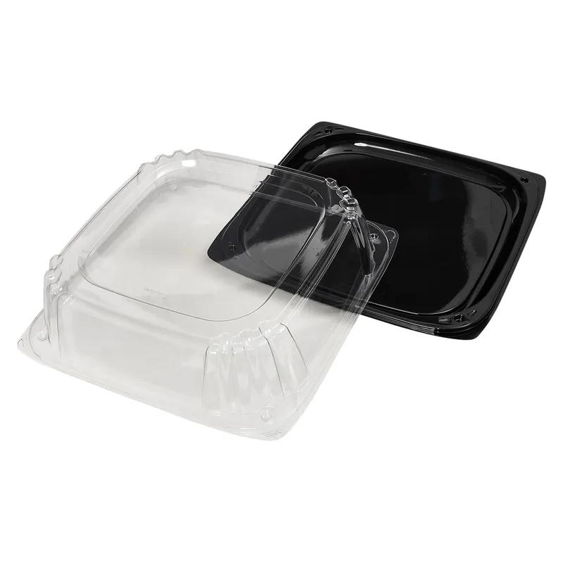 Victoria Bay Serving Tray Base & Lid Combo 14X14X4.54 IN PET Black Clear Square Freezer Safe 25/Case
