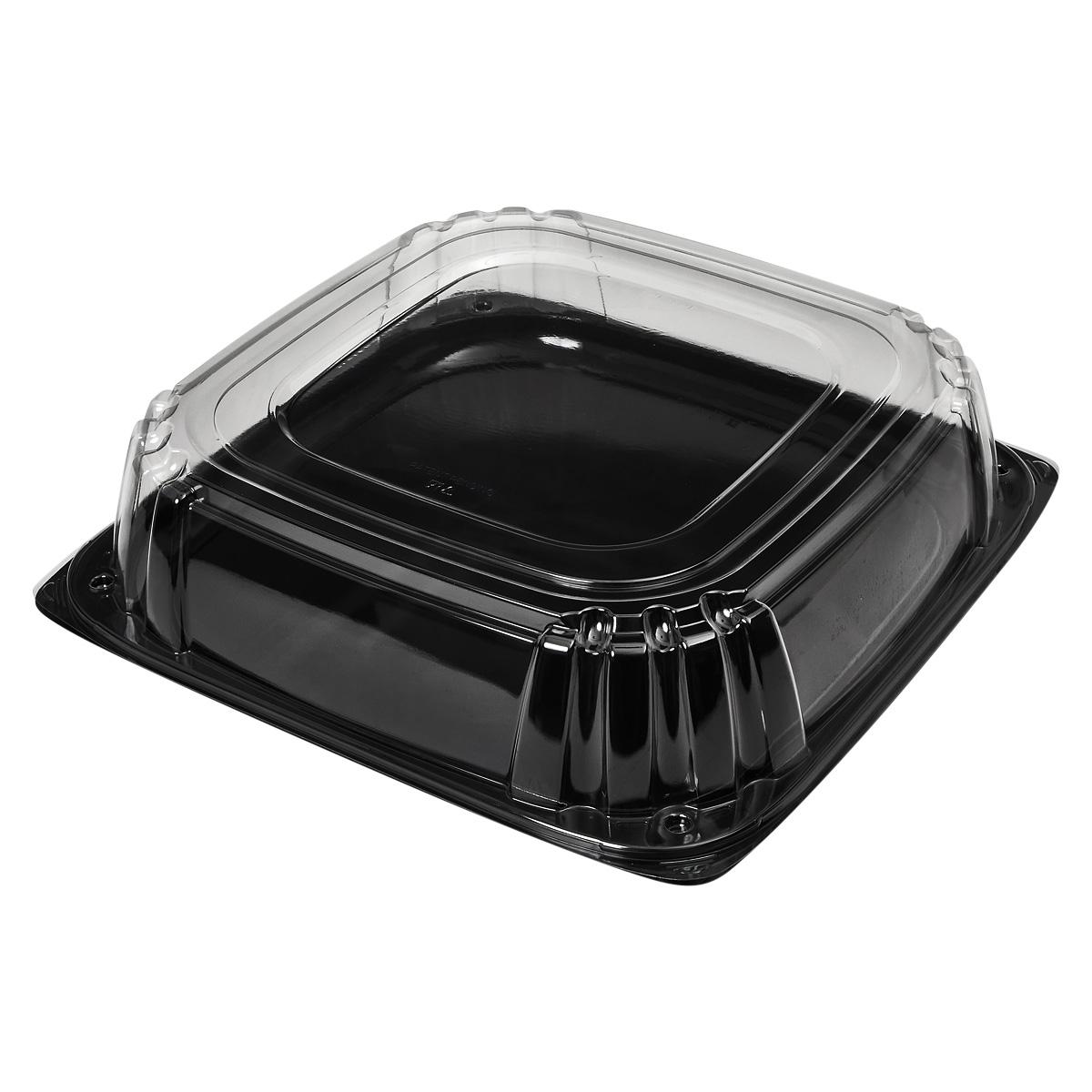 Victoria Bay Serving Tray Base & Lid Combo 16X16X4.56 IN PET Black Clear Square Freezer Safe 25/Case