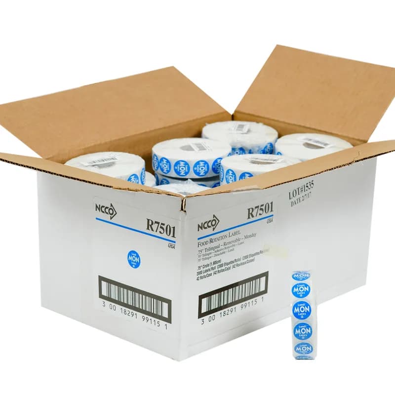 Label 0.75 IN Monday Round Removable Trilingual 2000/Roll
