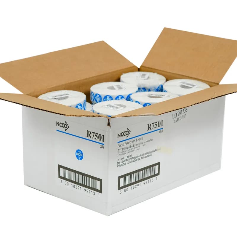 Label 0.75 IN Monday Round Removable Trilingual 2000/Roll