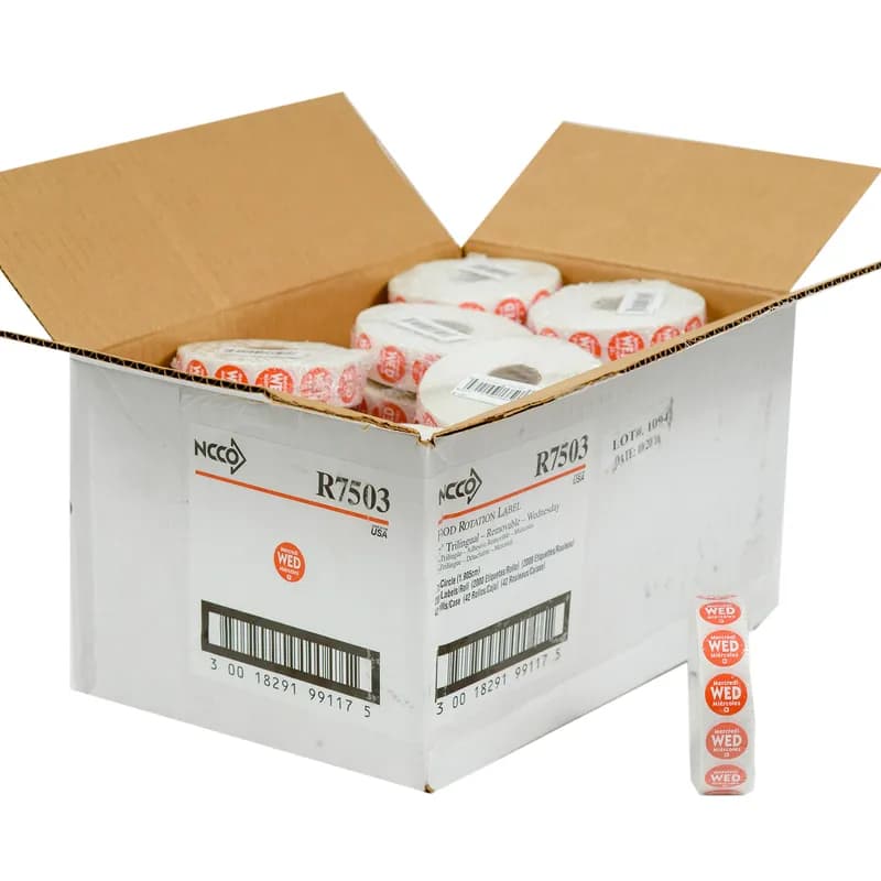 Label 0.75 IN Wednesday Round Removable Trilingual 2000/Roll