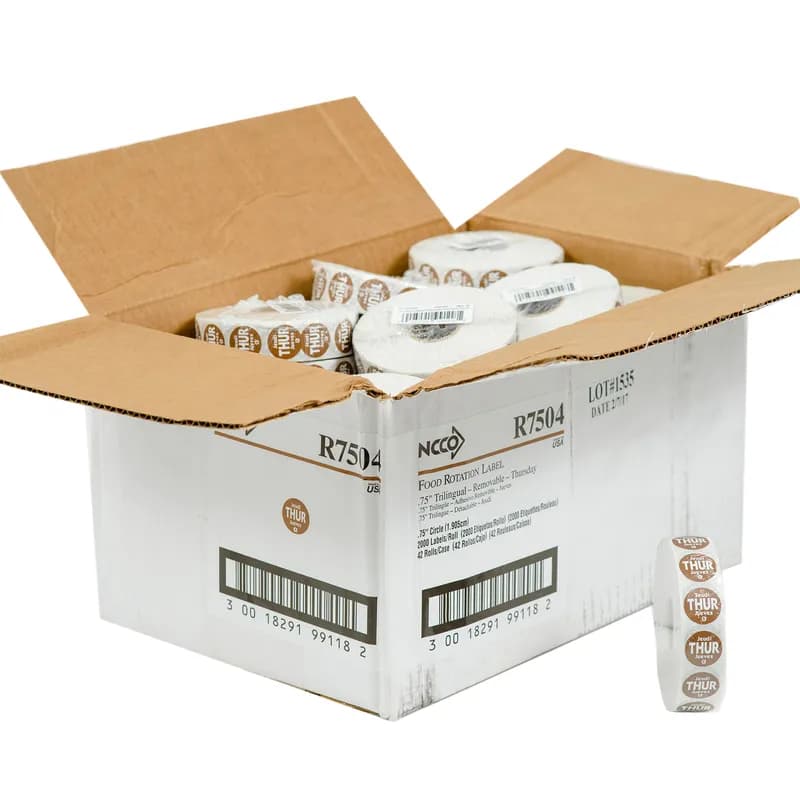 Label 0.75 IN Thursday Round Removable Trilingual 2000/Roll