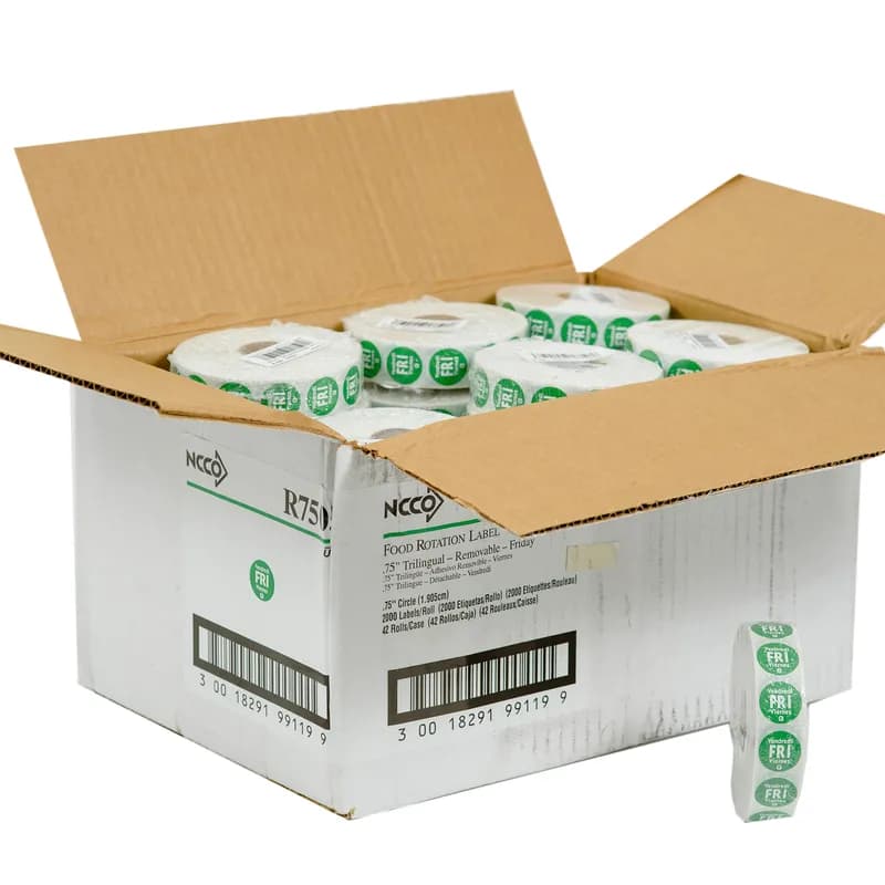 Label 0.75 IN Friday Round Removable Trilingual 2000/Roll