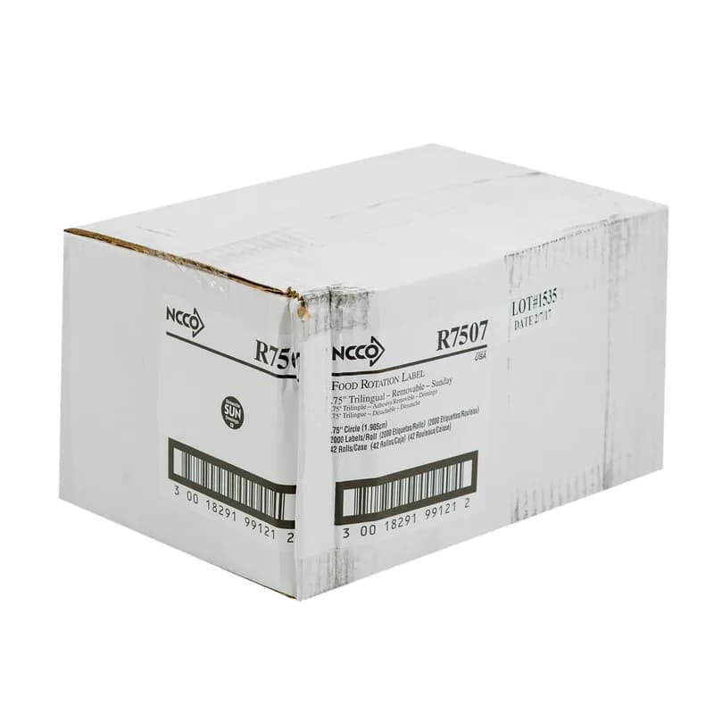 Label 0.75 IN Sunday Round Removable Trilingual 2000/Roll