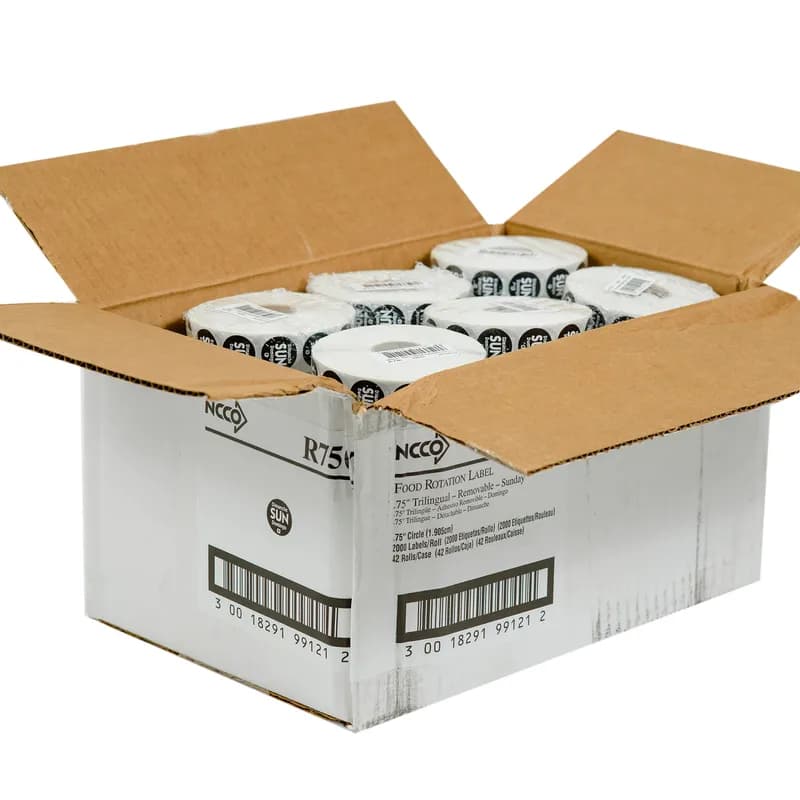 Label 0.75 IN Sunday Round Removable Trilingual 2000/Roll