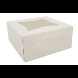 Cake Box 9X9X4 IN SBS Paperboard White Square 4 Corner Beers With Window 150/Case