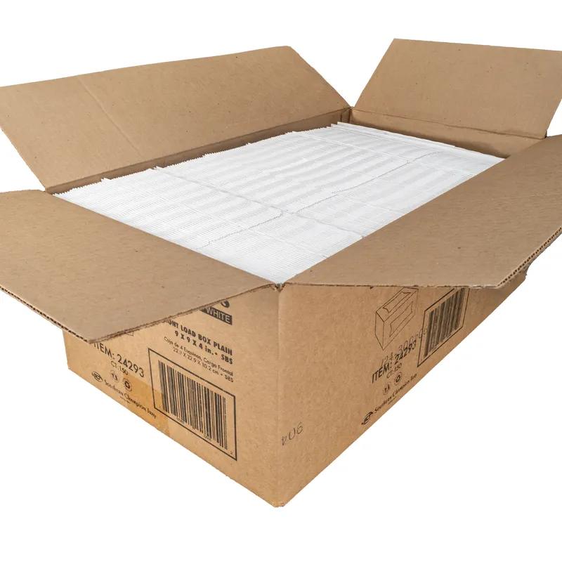 Cake Box 9X9X4 IN SBS Paperboard White Square 4 Corner Beers With Window 150/Case