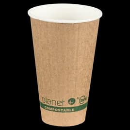Planet+® Hot Cup 16 OZ Paperboard PLA Kraft Freezer Safe Laminated Double Wall 600/Case
