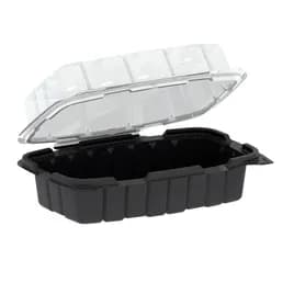 Take-Out Container Hinged 35 OZ PP Black Clear Vented 100/Case
