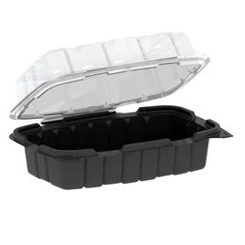 Take-Out Container Hinged 35 OZ PP Black Clear Vented 100/Case