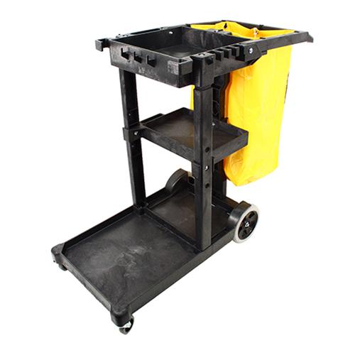 Impact® Janitorial Cleaning Cart & Bag Black Yellow Vinyl 25 Gallon 1/Each