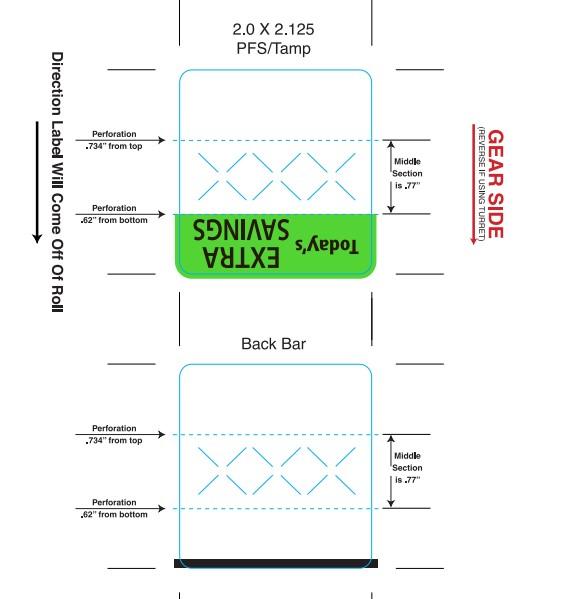 PFS/Tamp Today's Extra Label 2X2.125 IN Green 20 Rolls/Case 5000 Count/Case