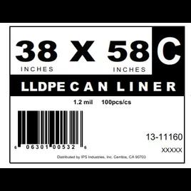 Can Liner 38X58 IN Clear LDPE 1.2MIL 100/Case