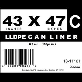 Can Liner 43X47 IN Clear LDPE 0.7MIL 100/Case