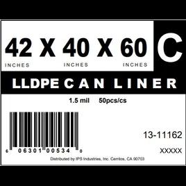 Can Liner 42X40X60 IN Clear LDPE 1.5MIL 50/Case