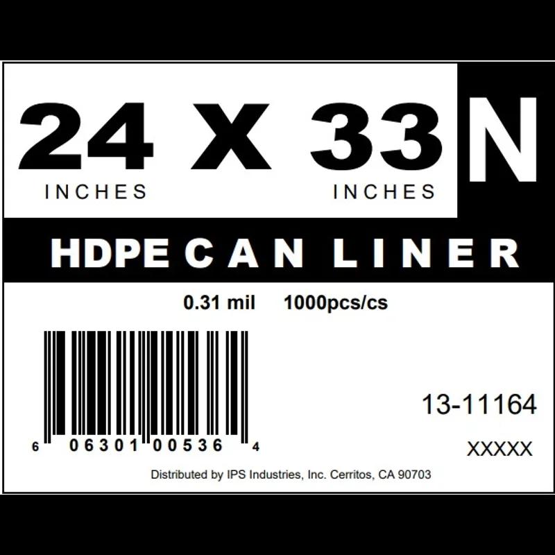 Can Liner 24X33 IN Natural Plastic 8MIC 1000/Case