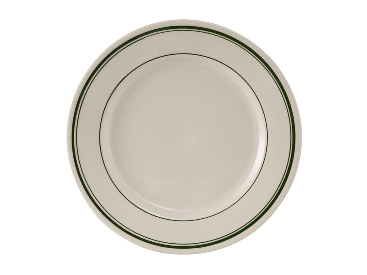 Green Bay Plate 9.625 IN China Eggshell Green Round Rolled Edge Banded Fully Vitrified 24/Case