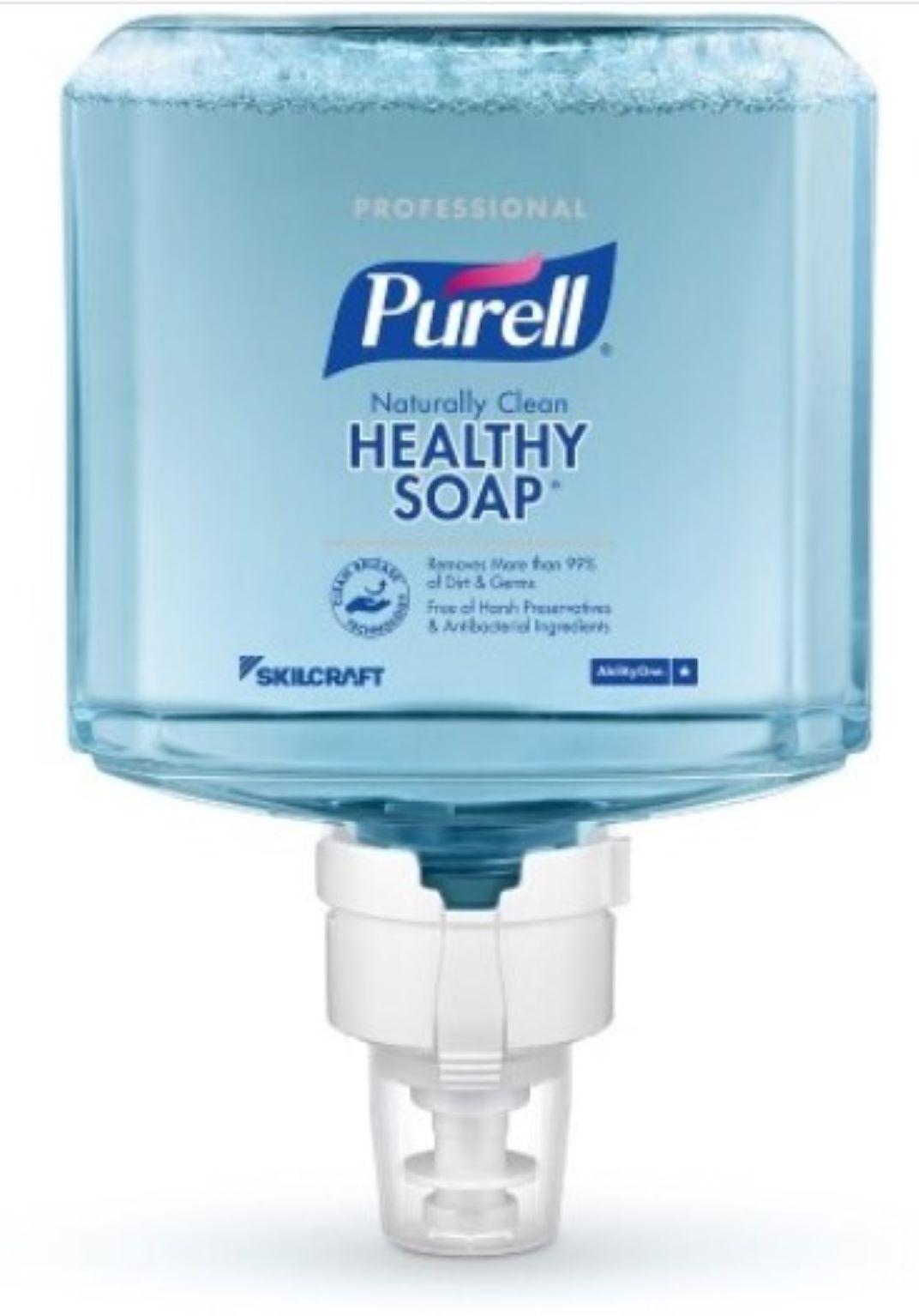 SKILCRAFT® GOJO ES8 Hand Sanitizer Gel 1200 mL Fragrance Free Blue Foaming 2/Case