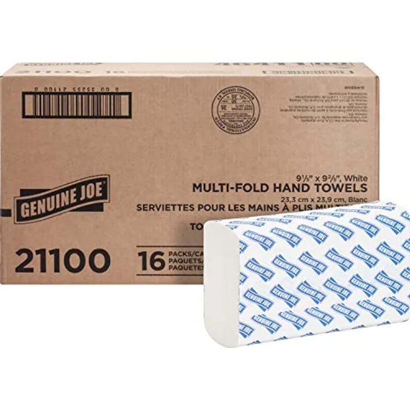 Folded Paper Towel 9.4X9.2 IN White Multifold 250 Sheets/Pack 16 Packs/Case 4000 Sheets/Case