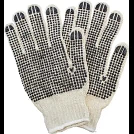 Gloves Mens Large (LG) Natural Black Cotton Polyester Dotted Knit Grip 20/Case