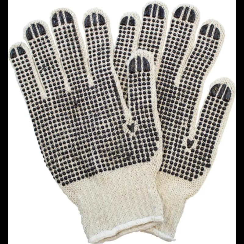 Gloves Mens Large (LG) Natural Black Cotton Polyester Dotted Knit Grip 20/Case