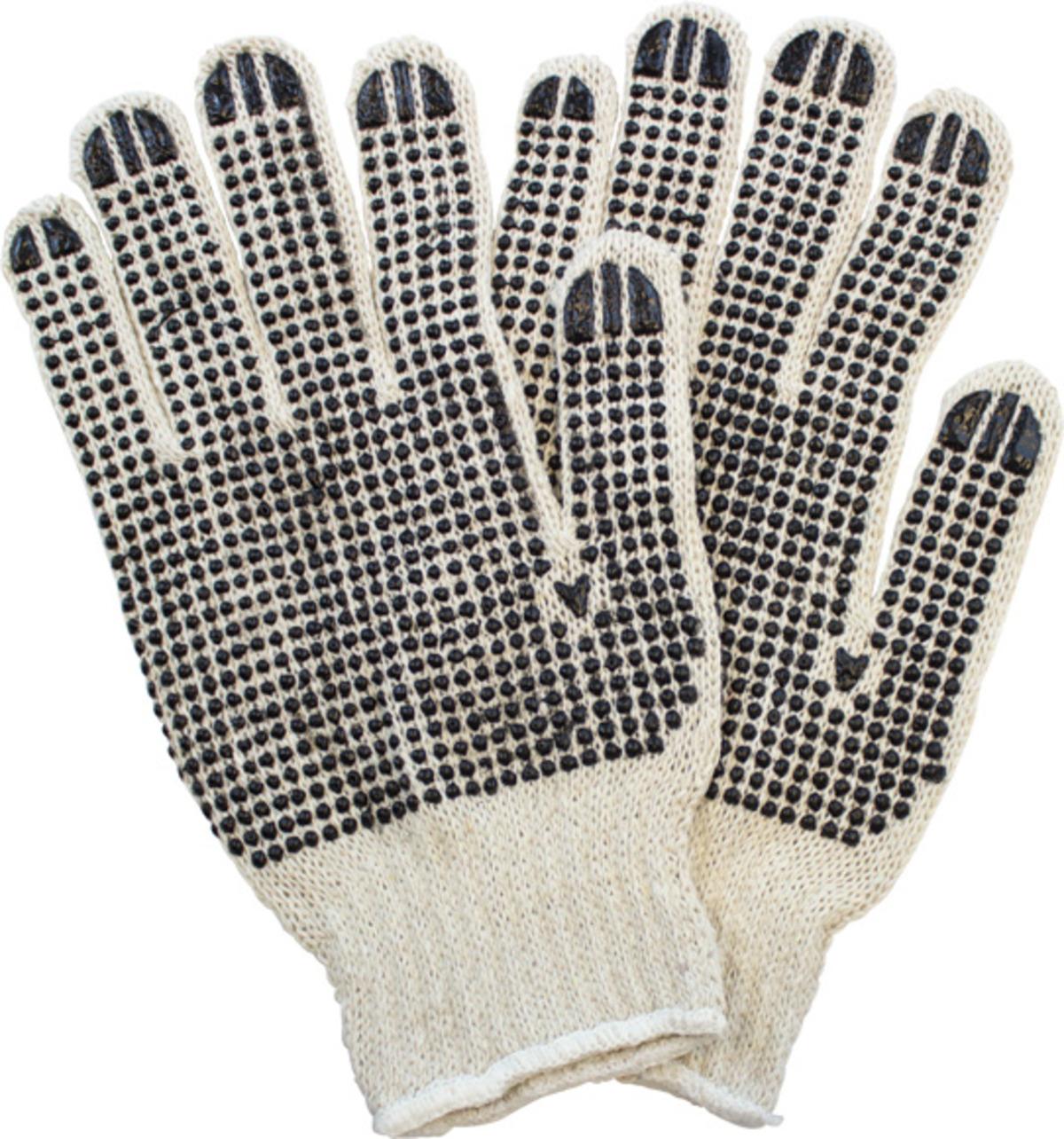 Gloves Mens Large (LG) Natural Black Cotton Polyester Dotted Knit Grip 20/Case