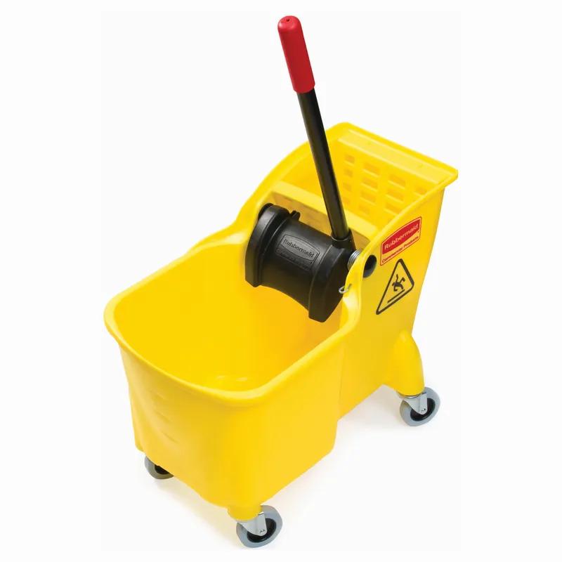 Mop Bucket & Wringer 31 QT Plastic Yellow Black 2.5 IN Non-Marking Casters 1/Case