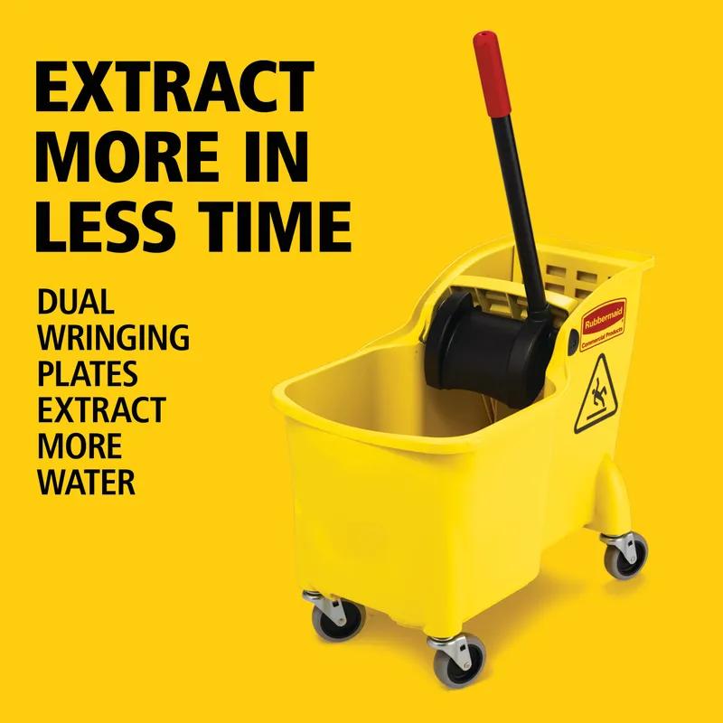 Mop Bucket & Wringer 31 QT Plastic Yellow Black 2.5 IN Non-Marking Casters 1/Case