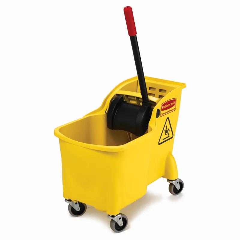 Mop Bucket & Wringer 31 QT Plastic Yellow Black 2.5 IN Non-Marking Casters 1/Case