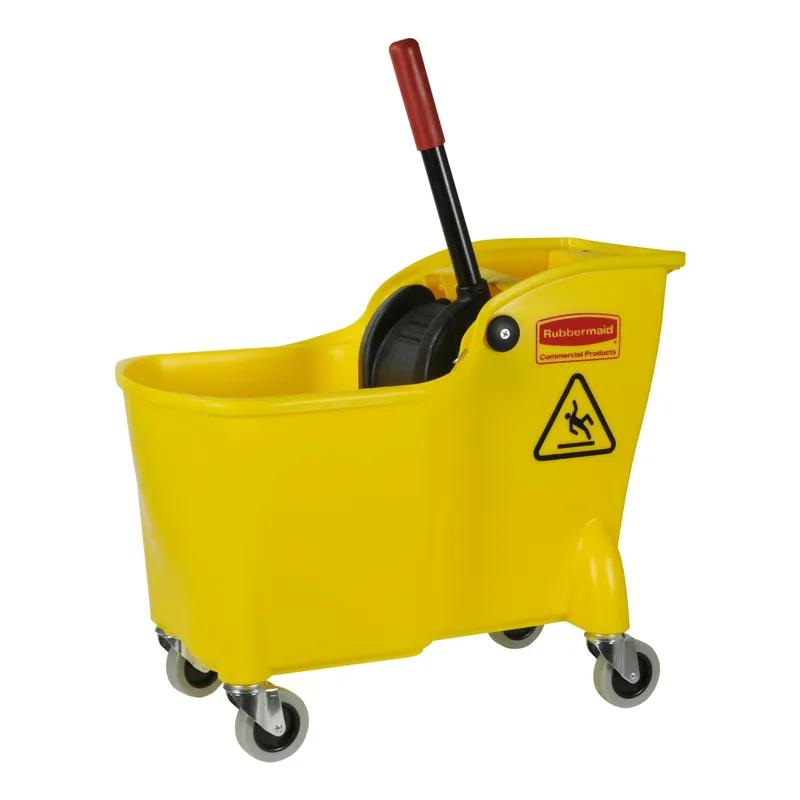 Mop Bucket & Wringer 31 QT Plastic Yellow Black 2.5 IN Non-Marking Casters 1/Case