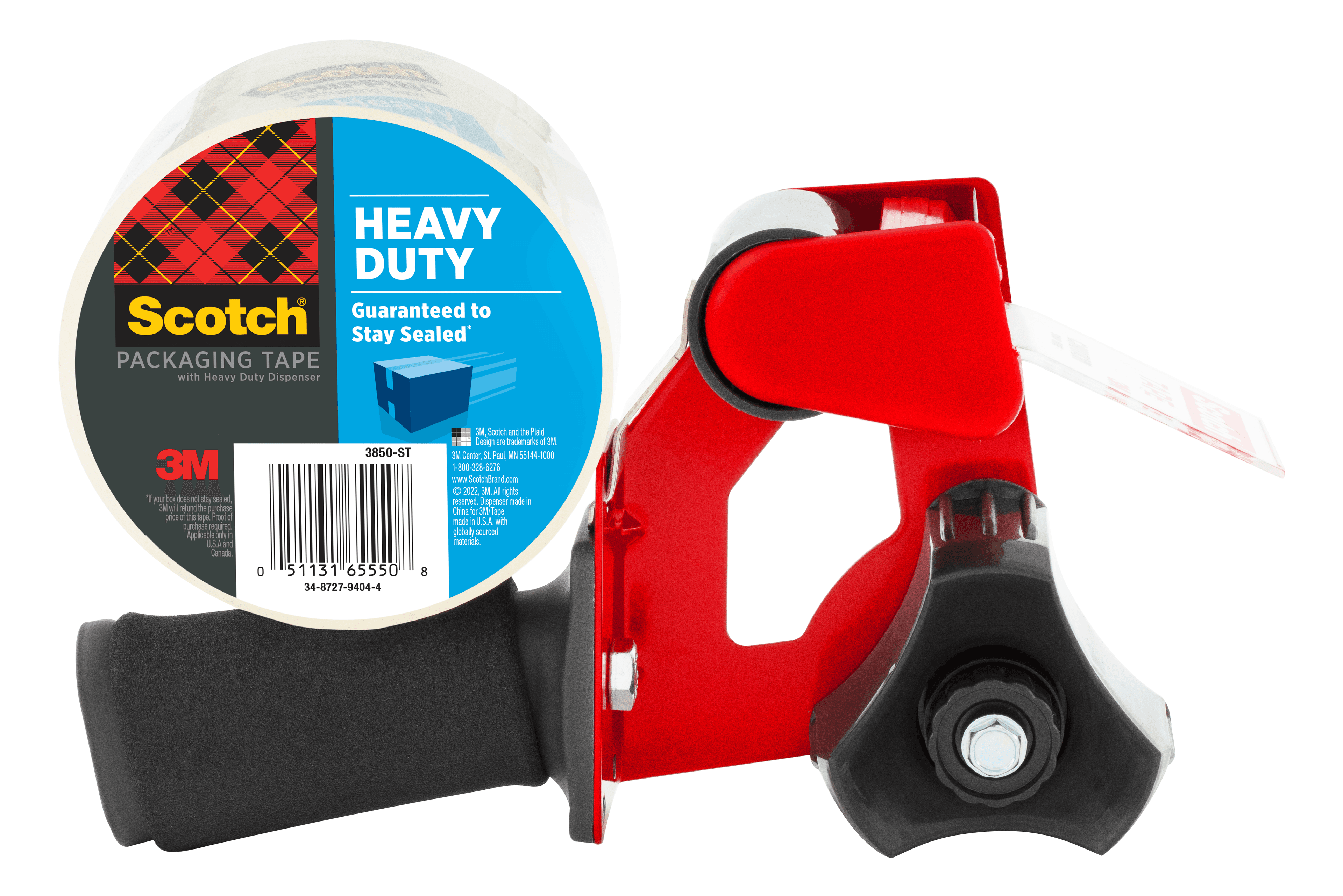Scotch® 3850-ST-SRM Tape Dispenser Hot Melt Tape 1.88IN X54.6YD Clear Heavy Duty 3/Case