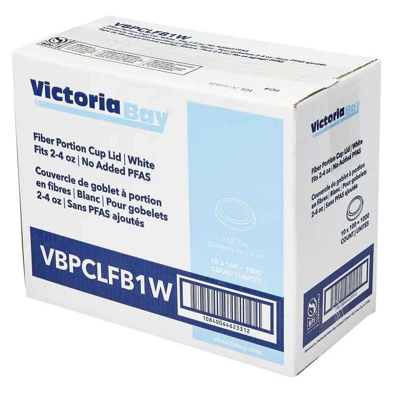 Victoria Bay Lid Pulp Fiber White For 2-4 OZ Souffle & Portion Cup 1000/Case