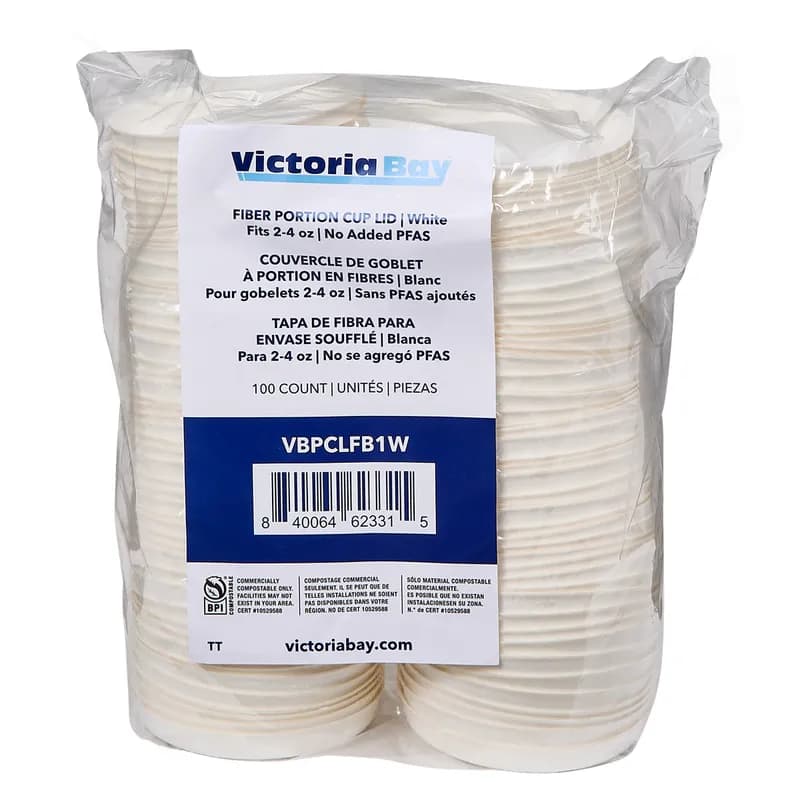 Victoria Bay Lid Pulp Fiber White For 2-4 OZ Souffle & Portion Cup 1000/Case