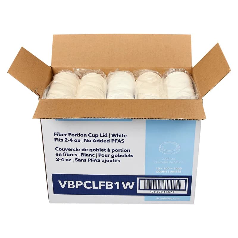 Victoria Bay Lid Pulp Fiber White For 2-4 OZ Souffle & Portion Cup 1000/Case