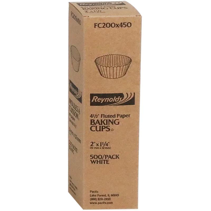 Muffin Baking Cup 2X1.25 IN Paper White Round Fluted 10000/Case