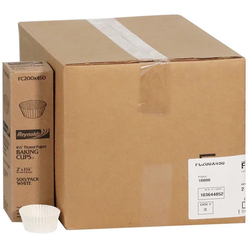 Muffin Baking Cup 2X1.25 IN Paper White Round Fluted 10000/Case