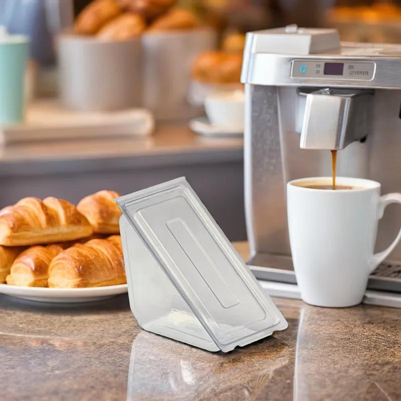 Polar Pak® Sandwedge® Sandwich Wedge Hinged With Flat Lid Small (SM) 6.46X3.23X3.44 IN OPS Clear Triangle 500/Case