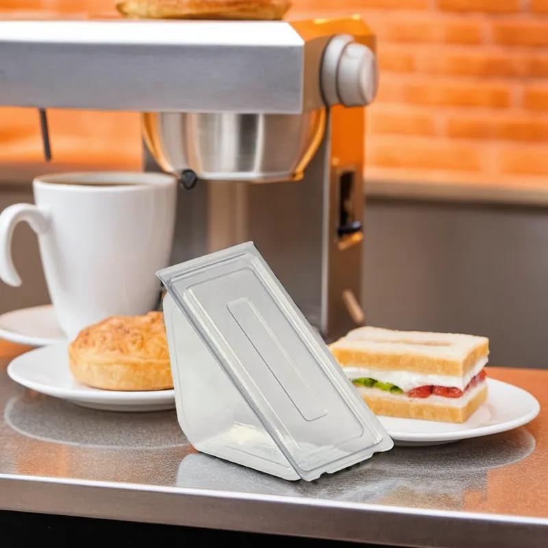 Polar Pak® Sandwedge® Sandwich Wedge Hinged With Flat Lid Small (SM) 6.46X3.23X3.44 IN OPS Clear Triangle 500/Case