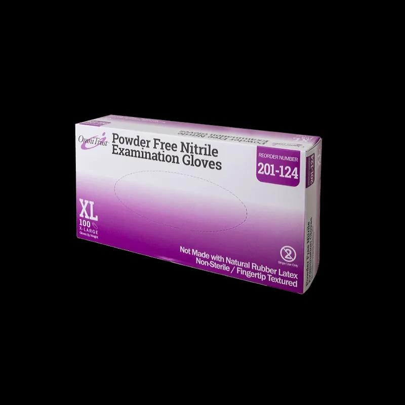 OmniTrust™ 201 Series Examination Gloves XL Blue Nitrile Powder-Free Textured Beaded Cuff 100 Count/Box 10 Box/Case