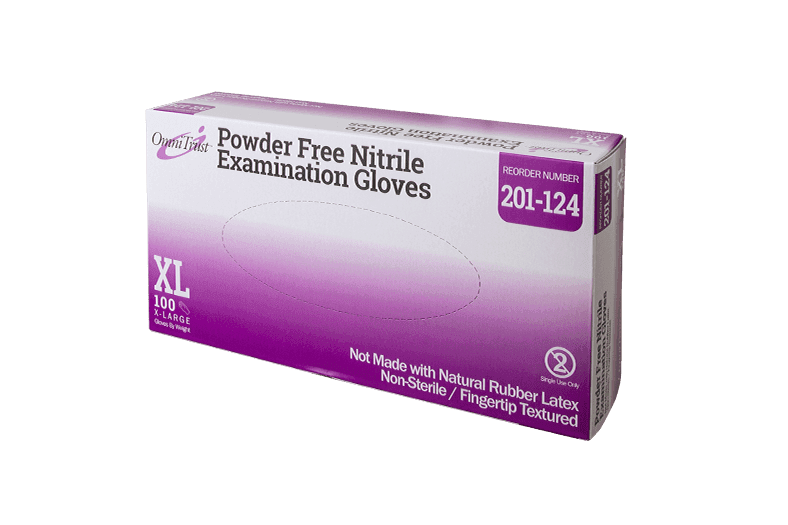 OmniTrust™ 201 Series Examination Gloves XL Blue Nitrile Powder-Free Textured Beaded Cuff 100 Count/Box 10 Box/Case