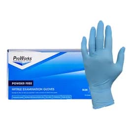 ProWorks® Examination Gloves Small (SM) Blue 5MIL Nitrile Powder-Free Textured Fingertips 100 Count/Box 10 Box/Case