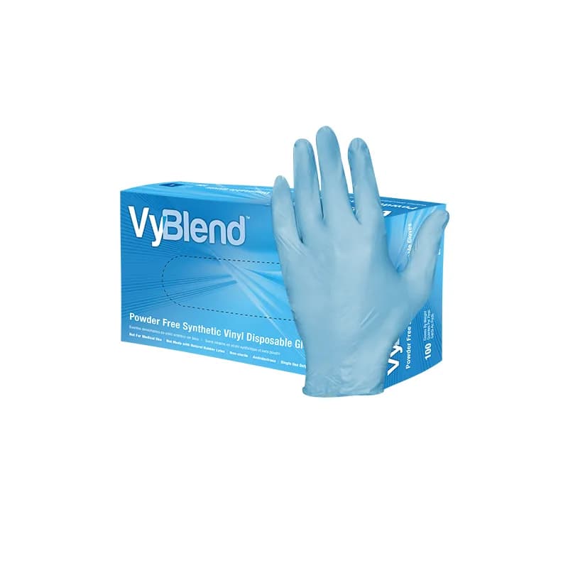 Safety Zone® Gloves Medium (MED) Blue 4.5MIL Synthetic Vinyl Powder-Free Beaded Cuff 100 Count/Box 10 Box/Case