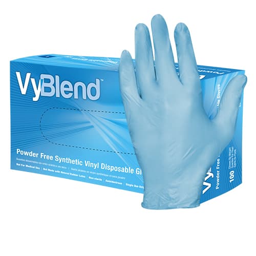 Safety Zone® Gloves Medium (MED) Blue 4.5MIL Synthetic Vinyl Powder-Free Beaded Cuff 100 Count/Box 10 Box/Case