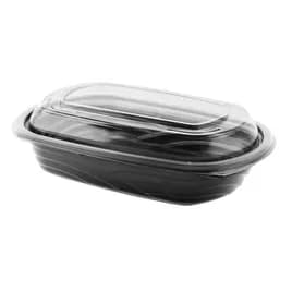Cold Take-Out Container Base & Lid Combo With Dome Lid 24 OZ PET Black 126/Case