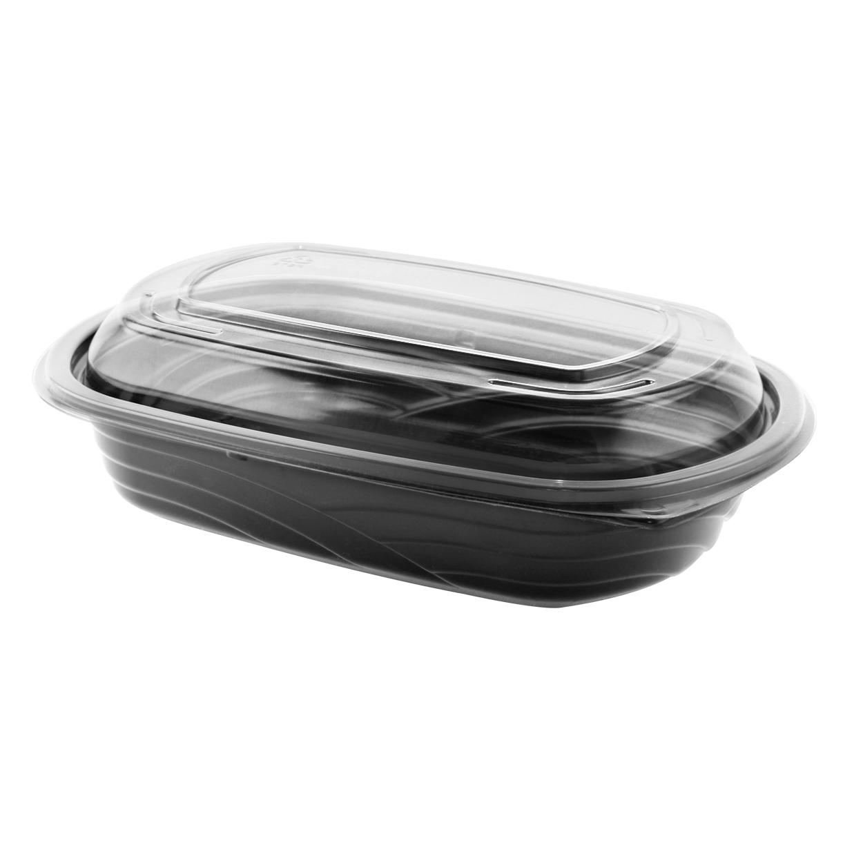 Cold Take-Out Container Base & Lid Combo With Dome Lid 24 OZ PET Black 126/Case