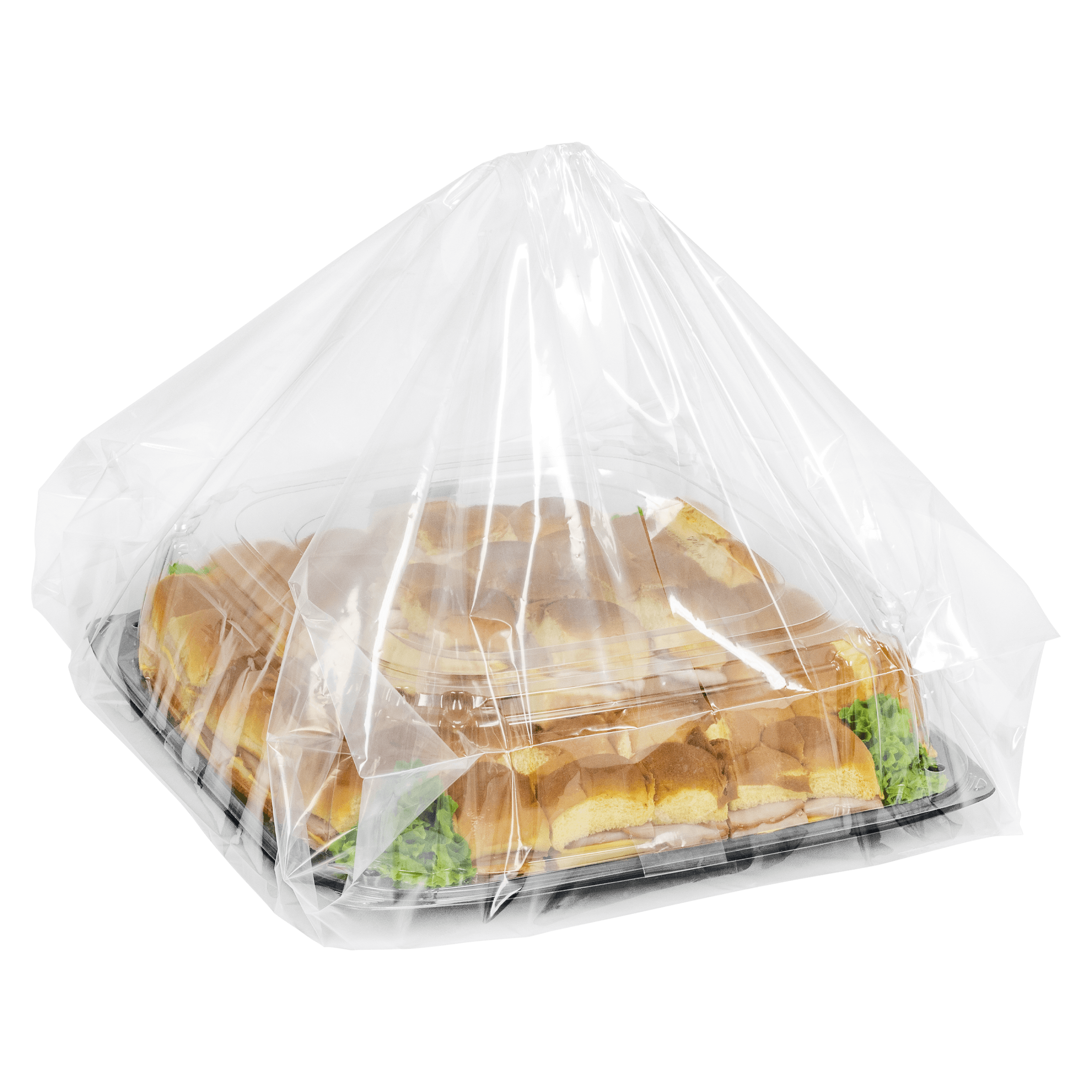 Party Tray Bag 18X7X24.5 IN Low-Density Polyethylene (LDPE) 2MIL Clear With Die Cut Handle Closure 50/Case