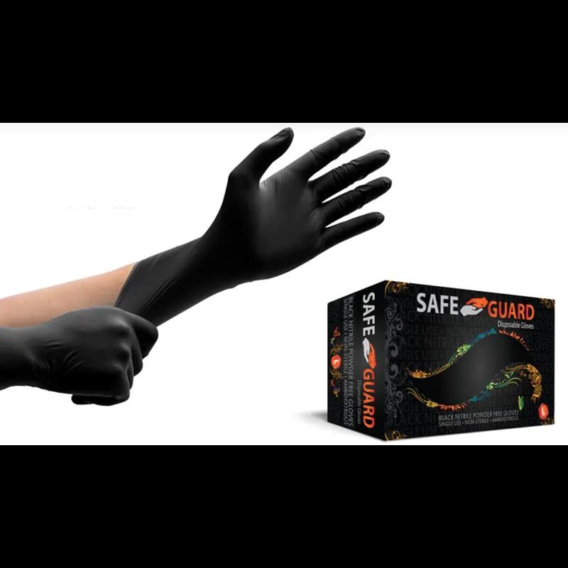 Safe Guard Large (LG) Black 5MIL Nitrile 100 Count/Box 10 Box/Case