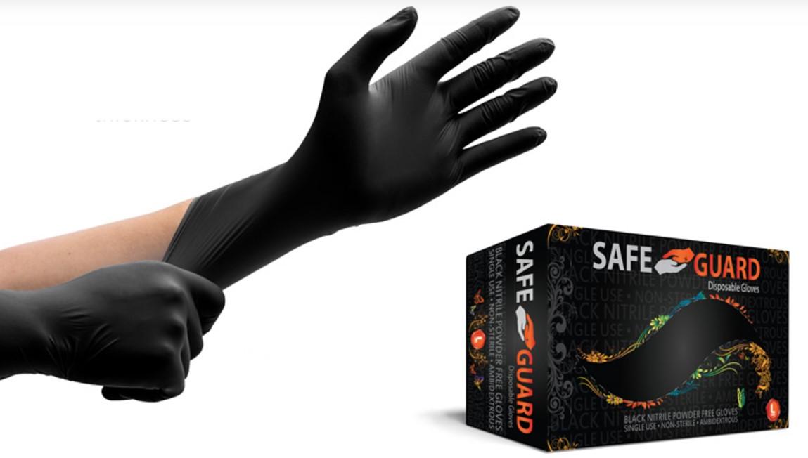 Safe Guard Large (LG) Black 5MIL Nitrile 100 Count/Box 10 Box/Case